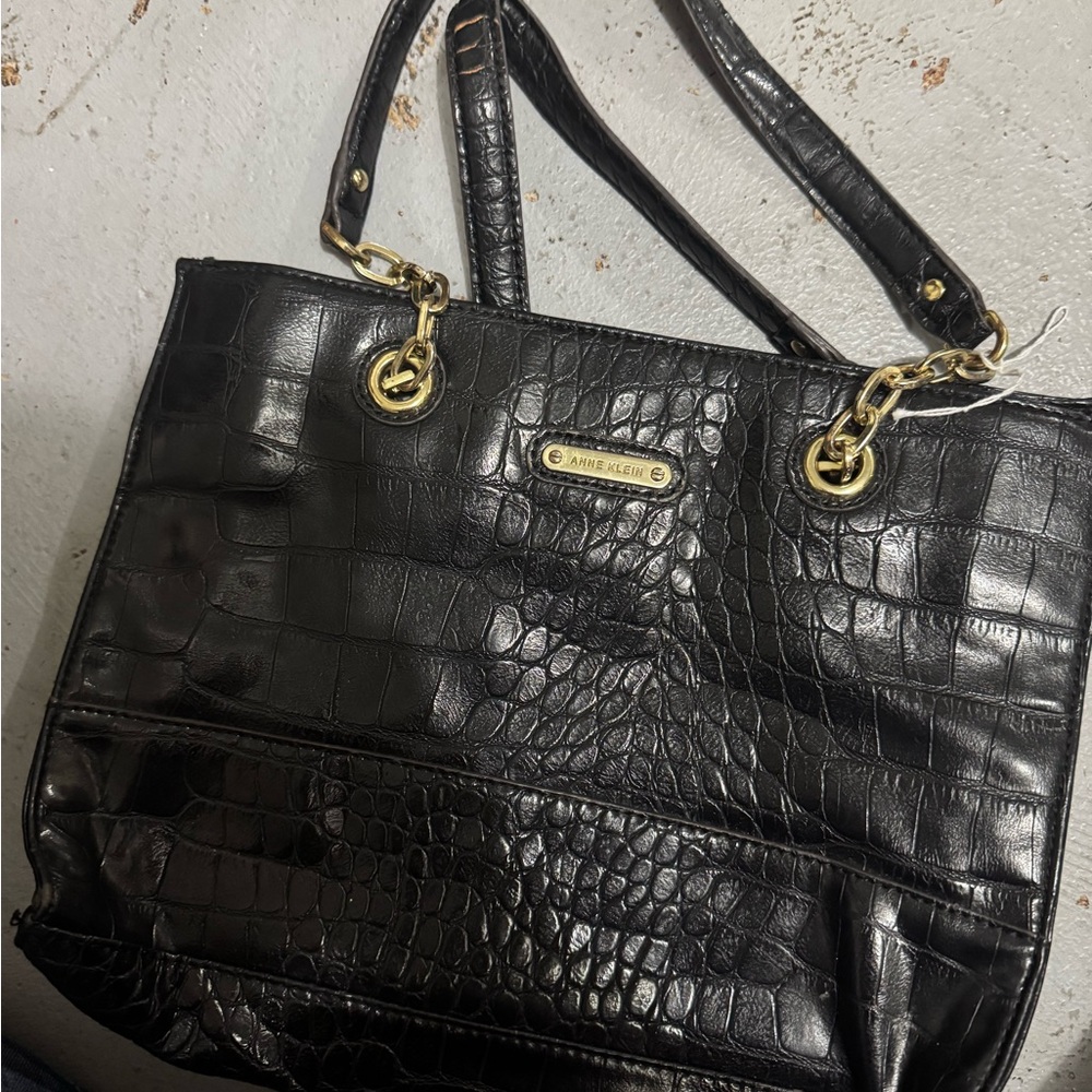 Anne Klein Black Croc-Embossed Women's Bag